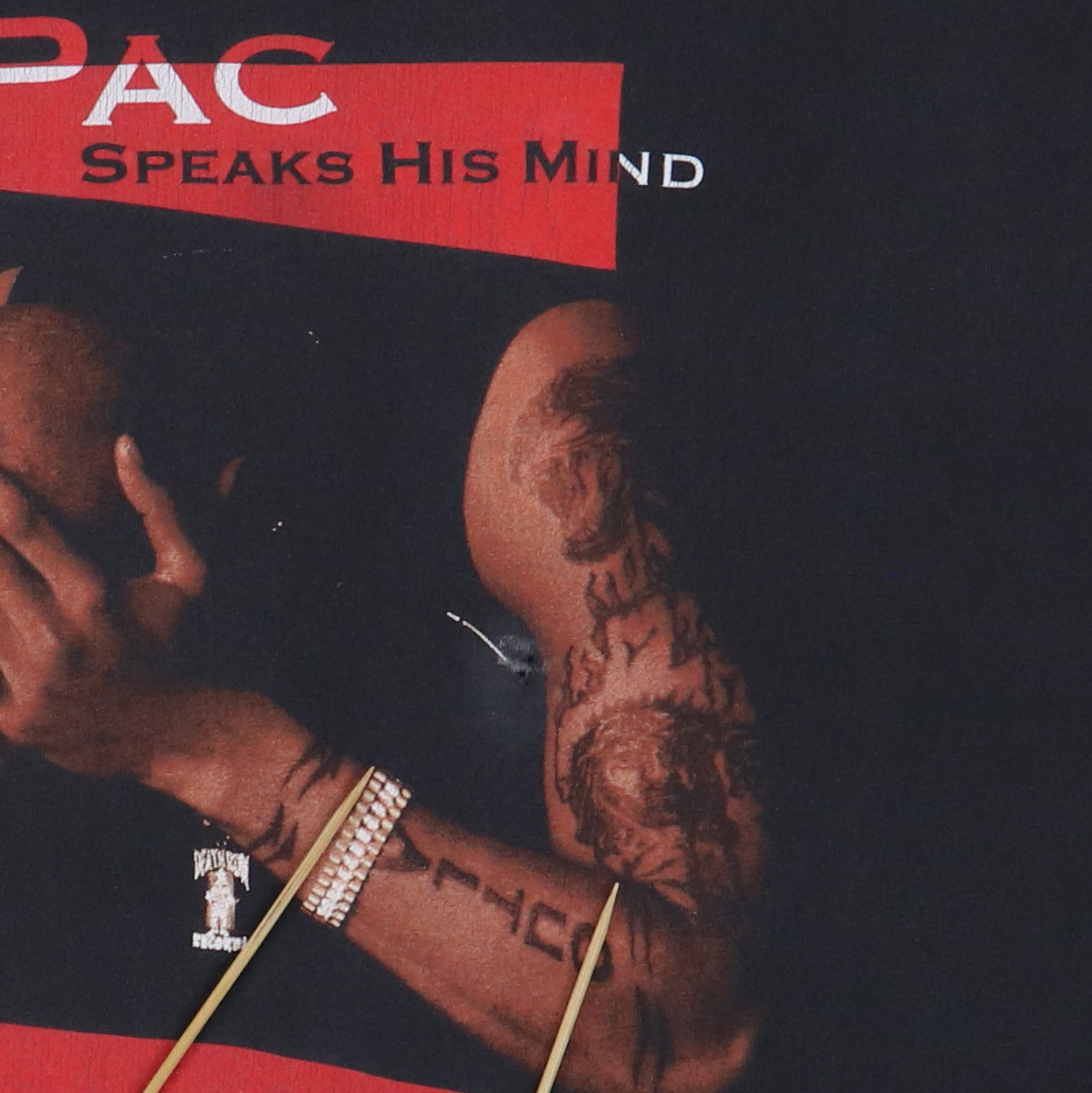 1990s 2Pac Speaks His Mind Makaveli Shirt Detail