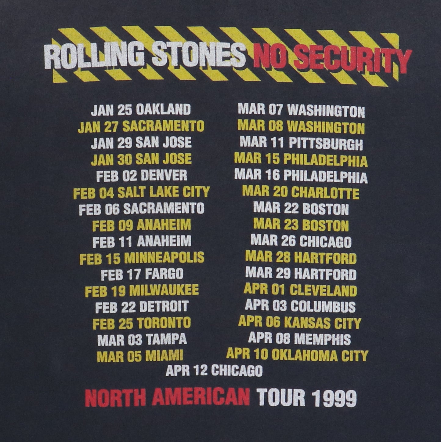 1999 Rolling Stones No Security Tour Shirt