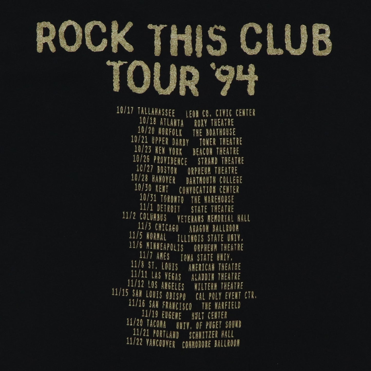 1994 Pretenders Rock This Club Tour Shirt