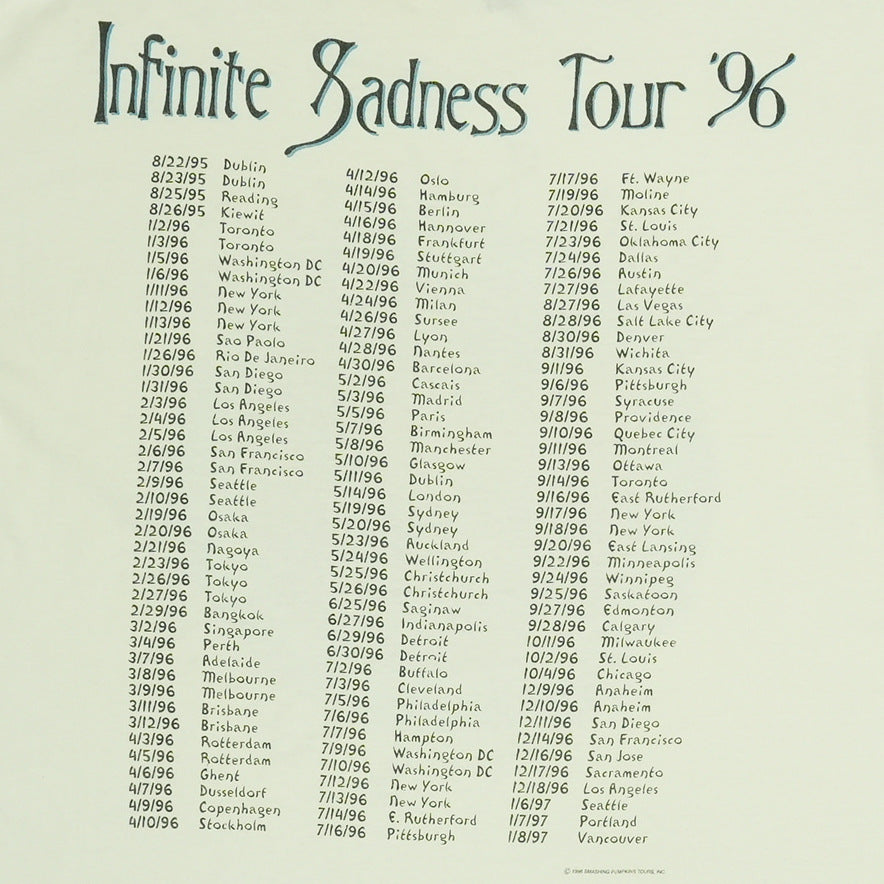 1996 Smashing Pumpkins Mellon Collie Infinite Sadness Tour Shirt