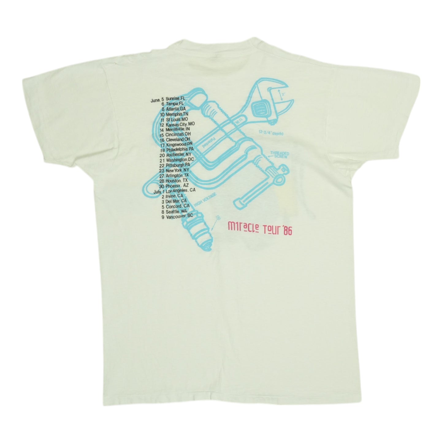 1986 Mike and The Mechanics Miracle Tour Shirt