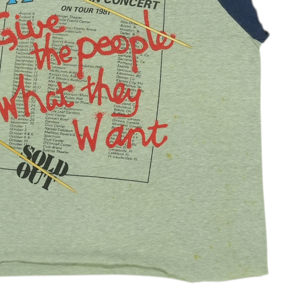 1981 The Kinks Give The People What They Want Tour Jersey Shirt