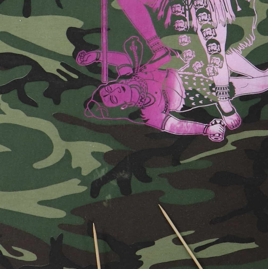 1980s Kali Hindu Goddess Camo Long Sleeve Shirt