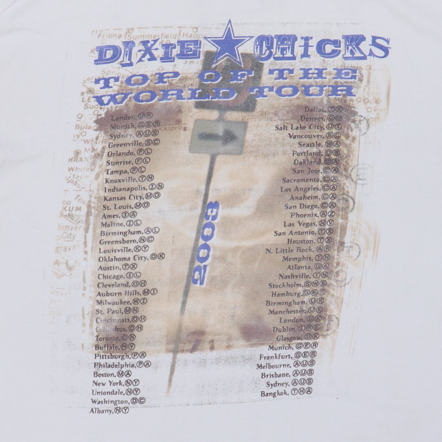 2003 Dixie Chicks Top Of The World Tour Shirt