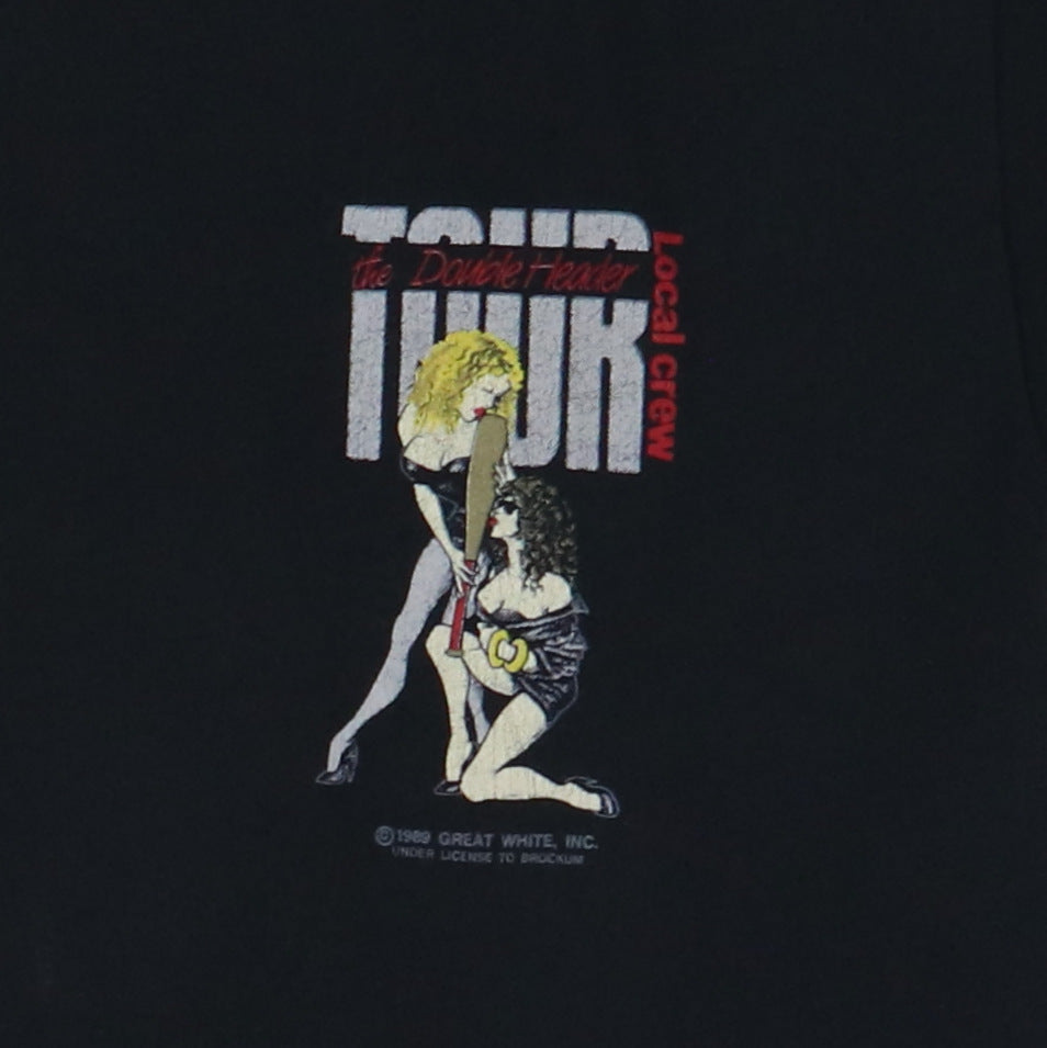 1989 Great White Double Header Crew Tour Shirt
