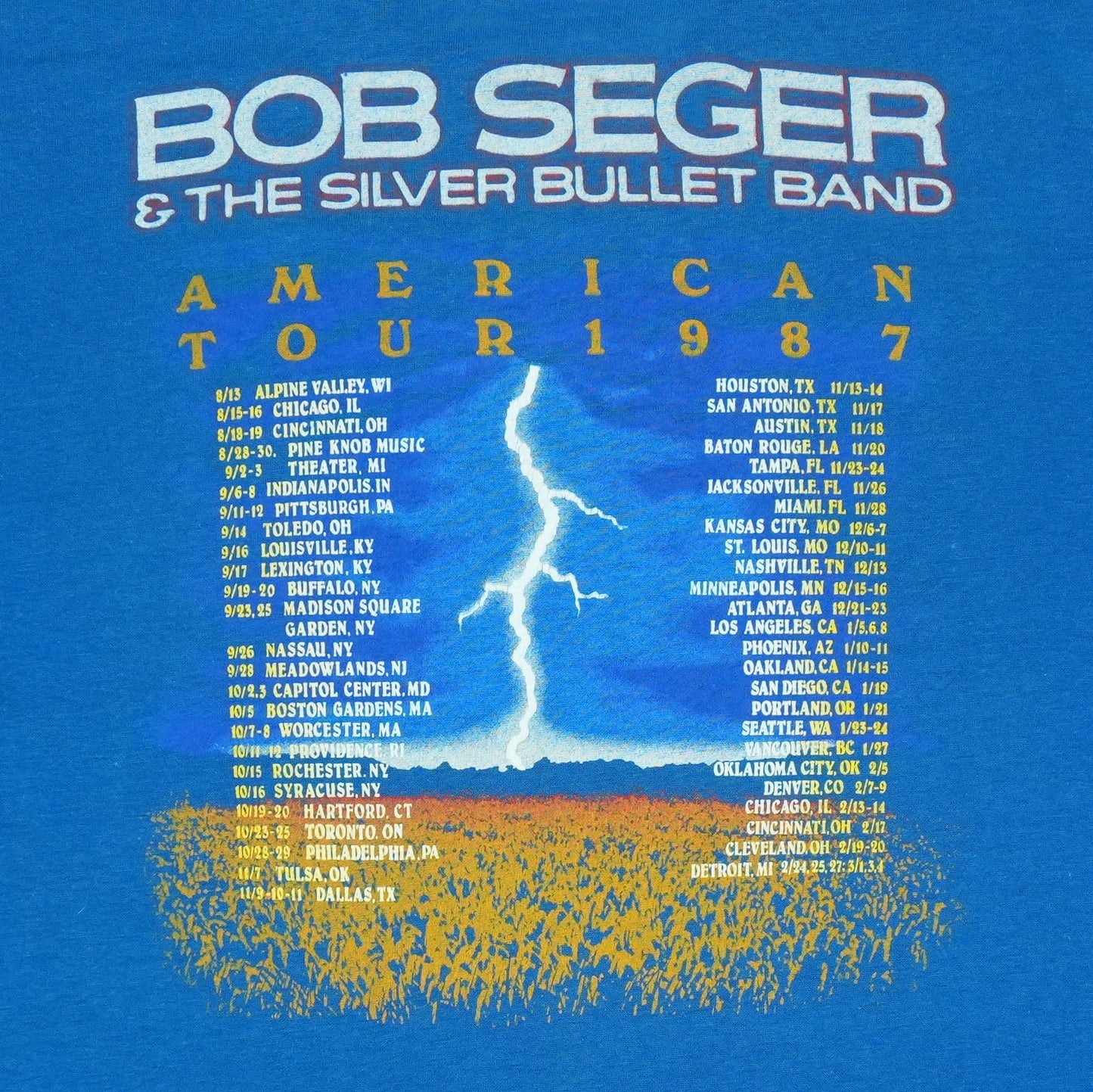 1987 Bob Seger Silver Bullet Band Tour Shirt