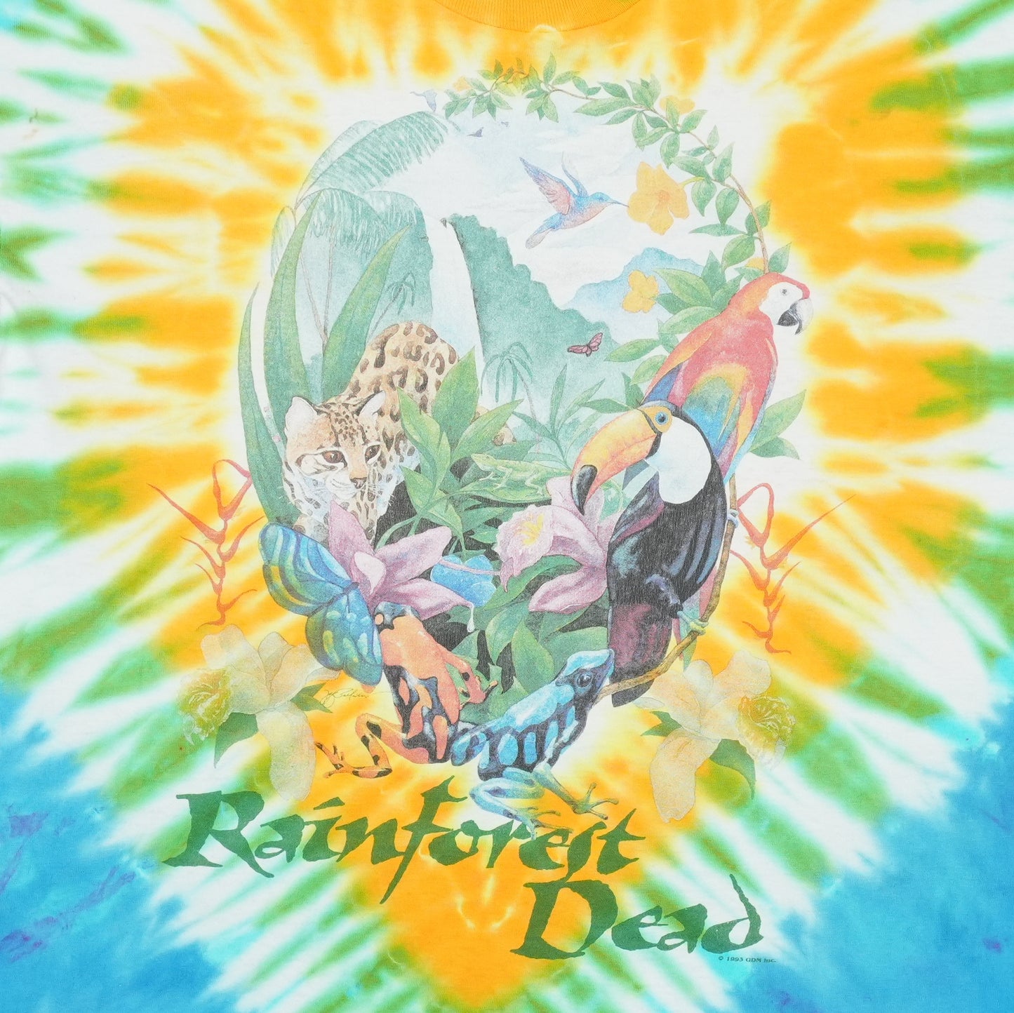 1993 Grateful Dead Rainforest Dead Summer Tour Tie Dye Shirt