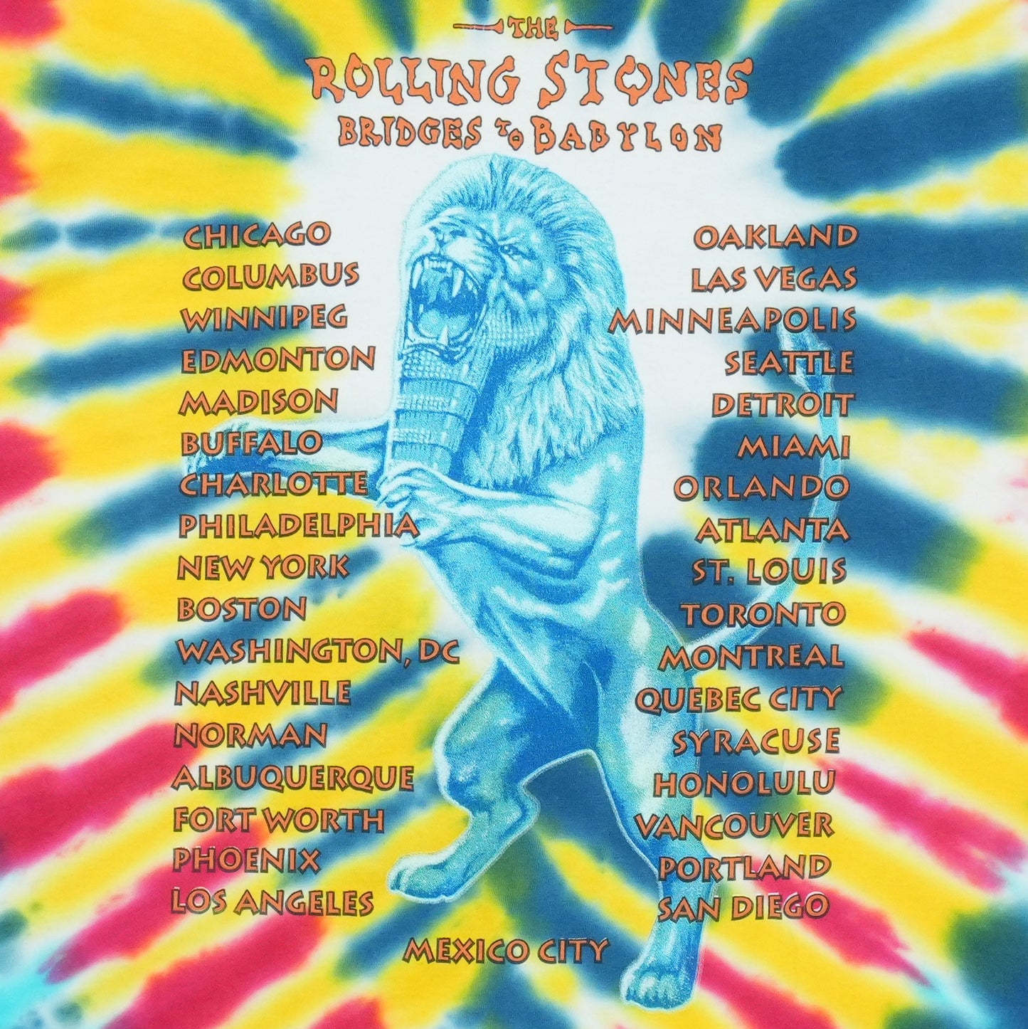 1997 Rolling Stones Bridges To Babylon Tour Tie Dye Shirt