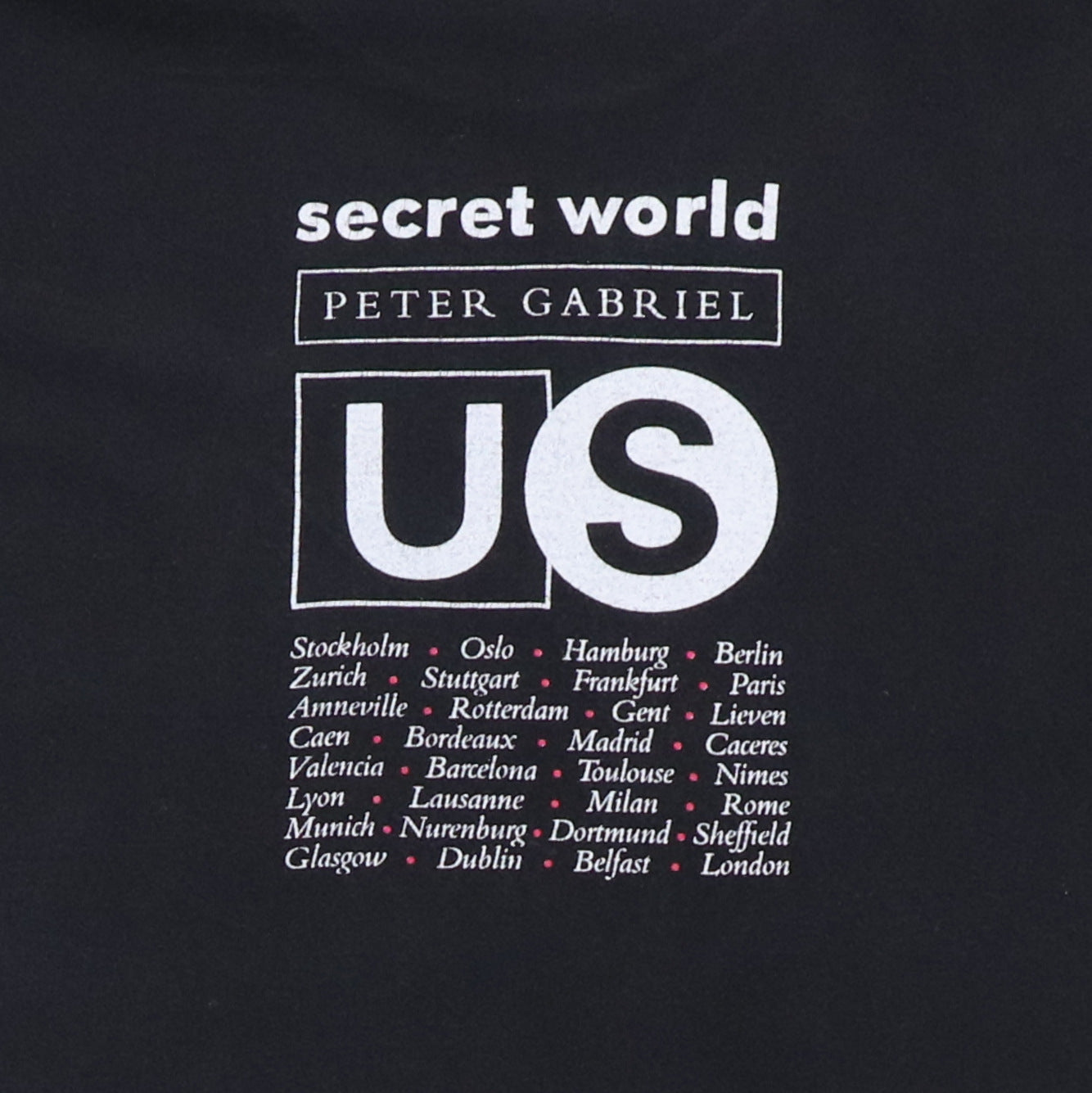 1992 Peter Gabriel Secret World Tour Shirt