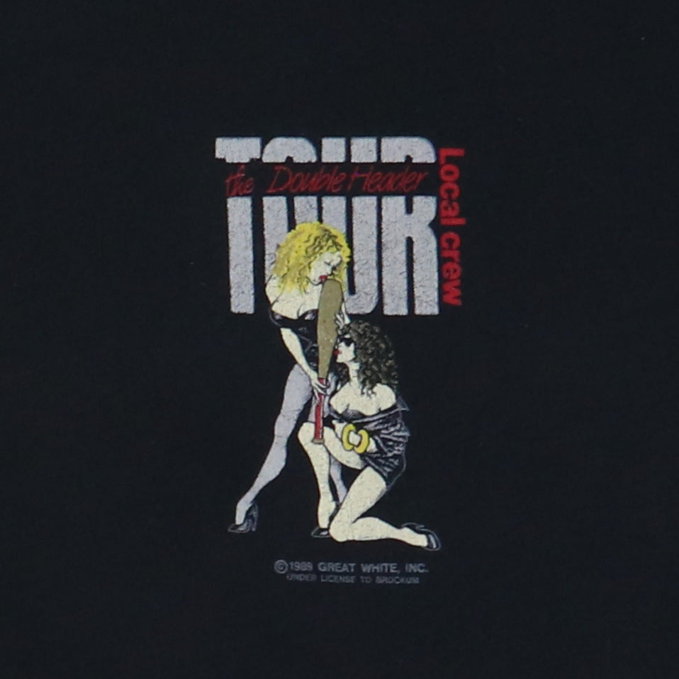 1989 Great White Double Header Tour Crew Shirt
