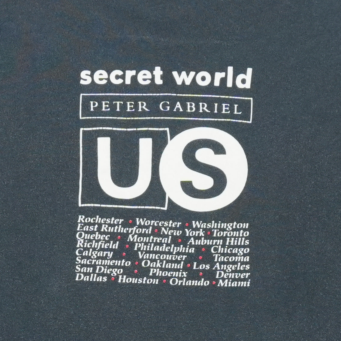 1992 Peter Gabriel Secret World Tour Shirt