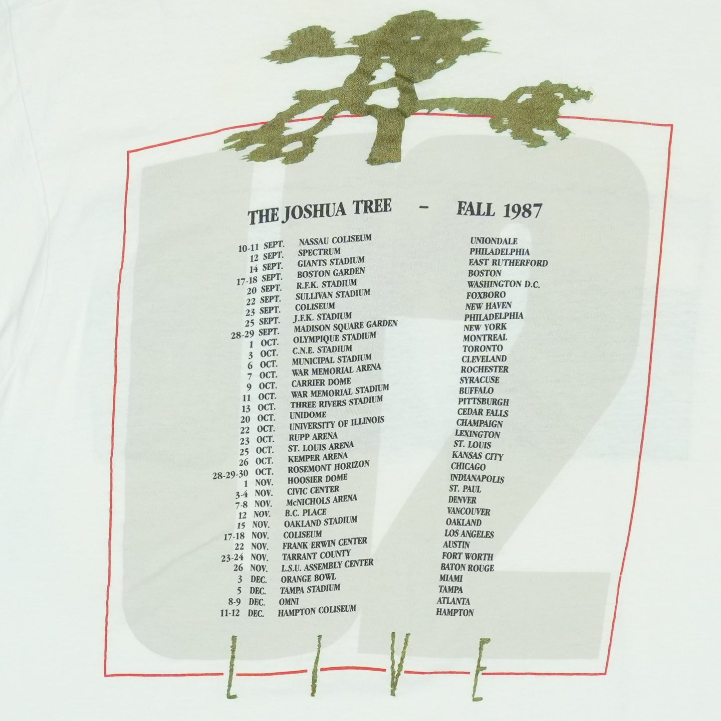 1987 U2 Joshua Tree Tour Shirt