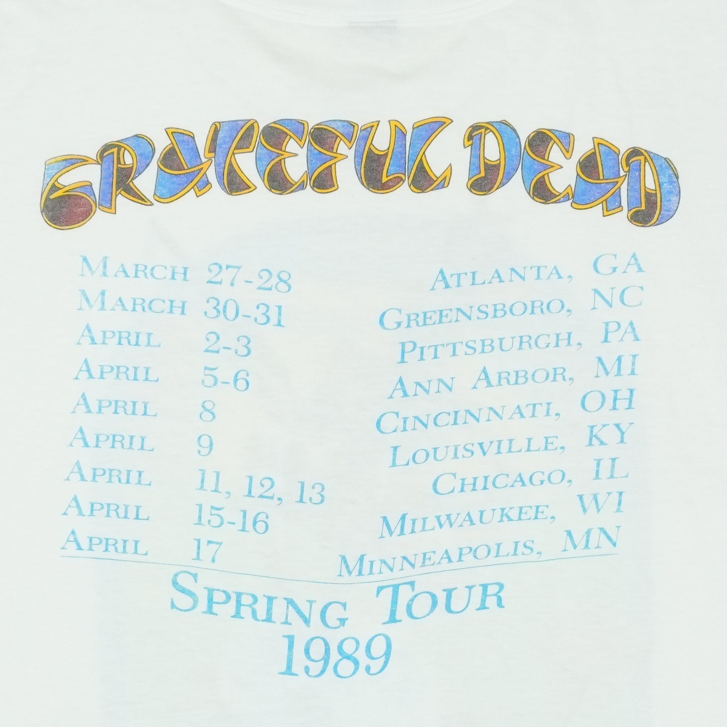 1989 Grateful Dead Spring Tour Shirt