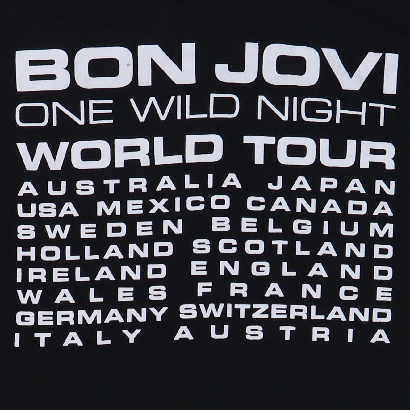 2001 Bon Jovi One Wild Night World Tour Shirt