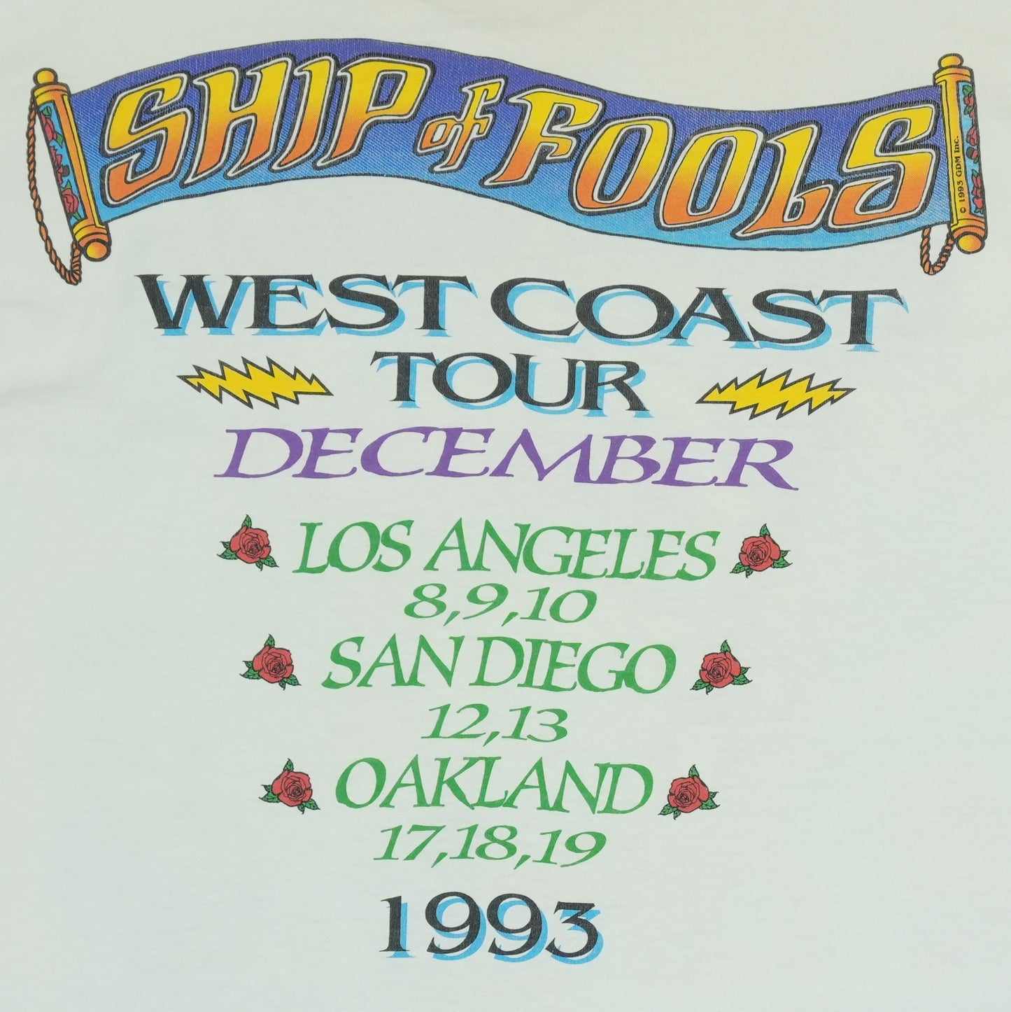 1993 Grateful Dead Ship Of Fools Tour Shirt