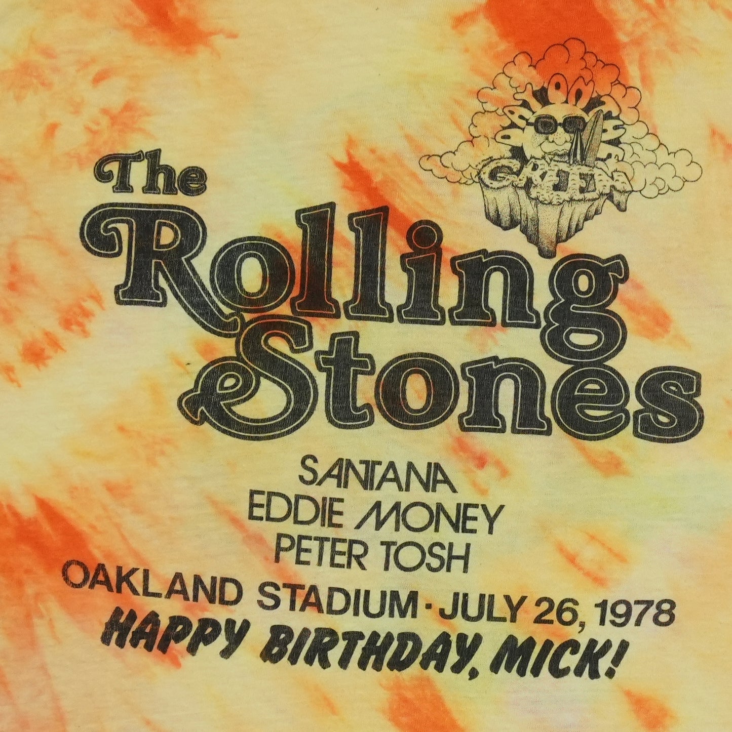 1978 Rolling Stones Happy Birthday Mick Concert Tie Dye Shirt