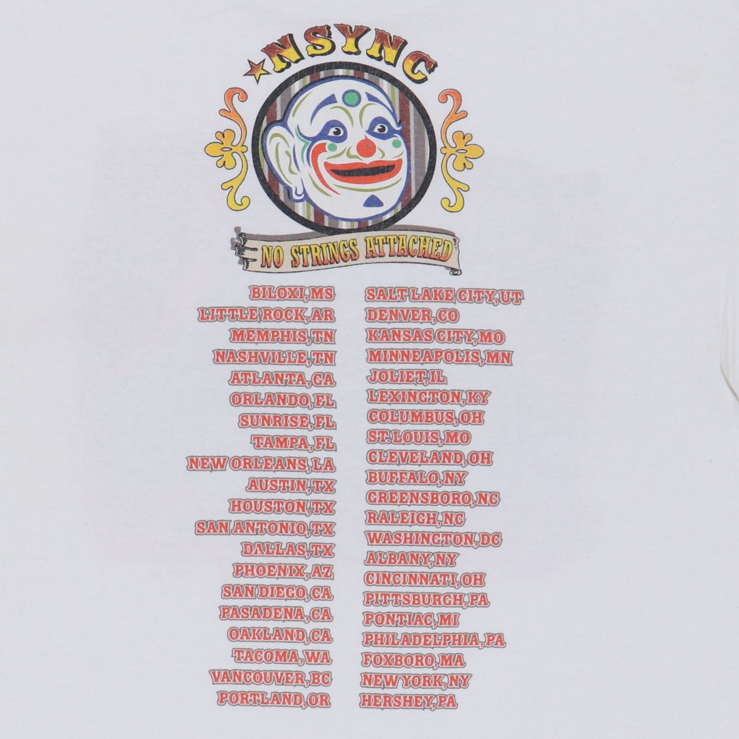 2000 NSYNC No Strings Attached Tour Shirt