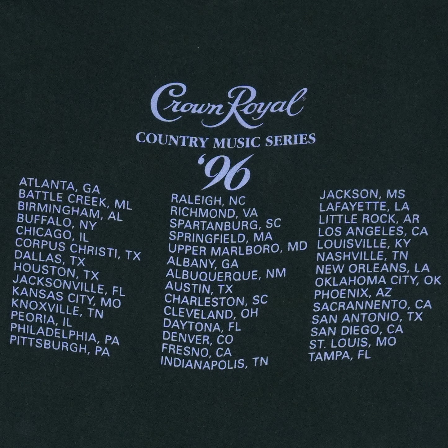 1996 Crown Royal Country Music Series Tour Shirt