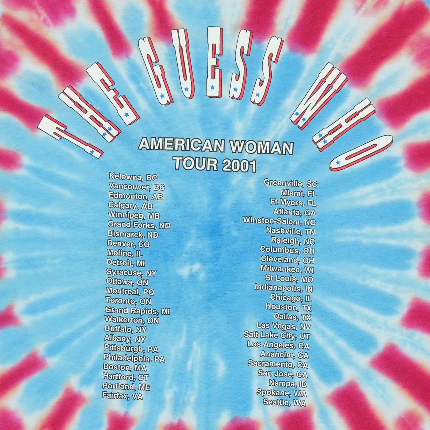 2001 The Guess Who Tour Tie Dye Shirt