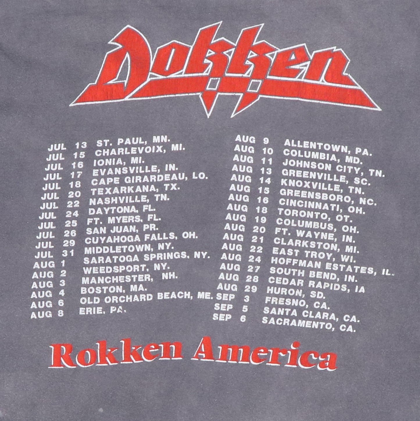 1985 Dokken Under Lock And Key Tour Shirt