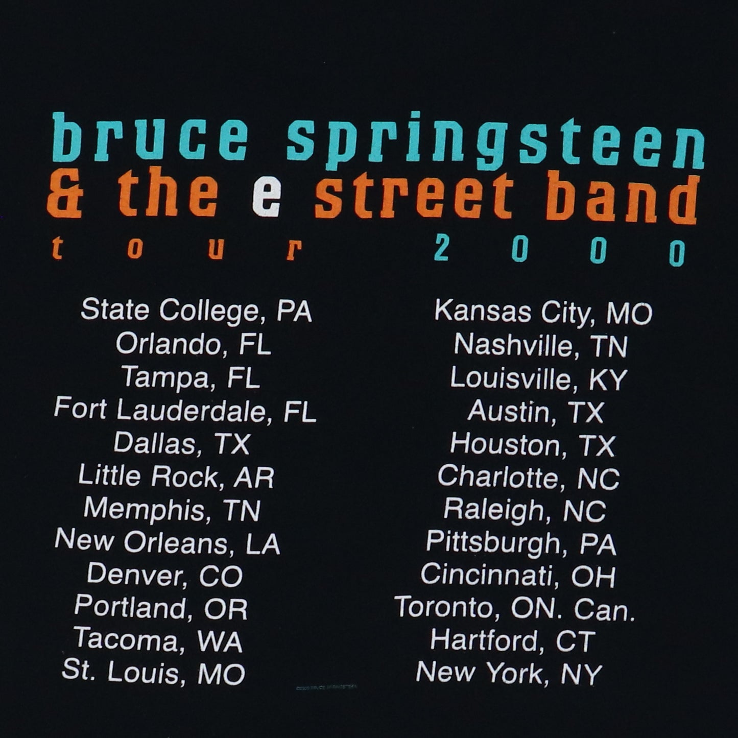 2000 Bruce Springsteen Tour Shirt