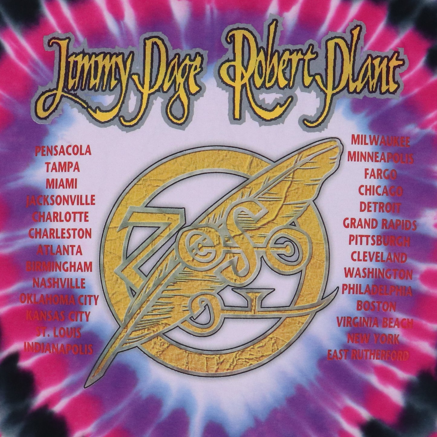 1998 Jimmy Page Robert Plant Zoso Tour Tie Dye Shirt