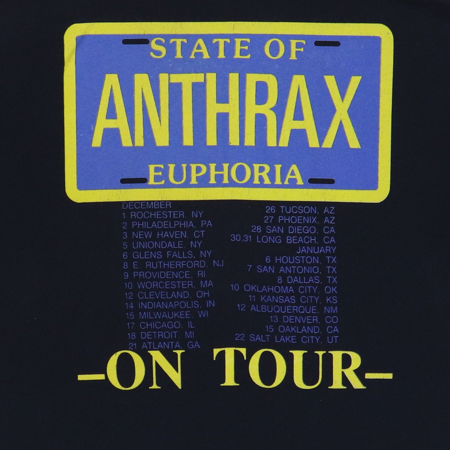 1988 Anthrax State Of Euphoria Tour Shirt