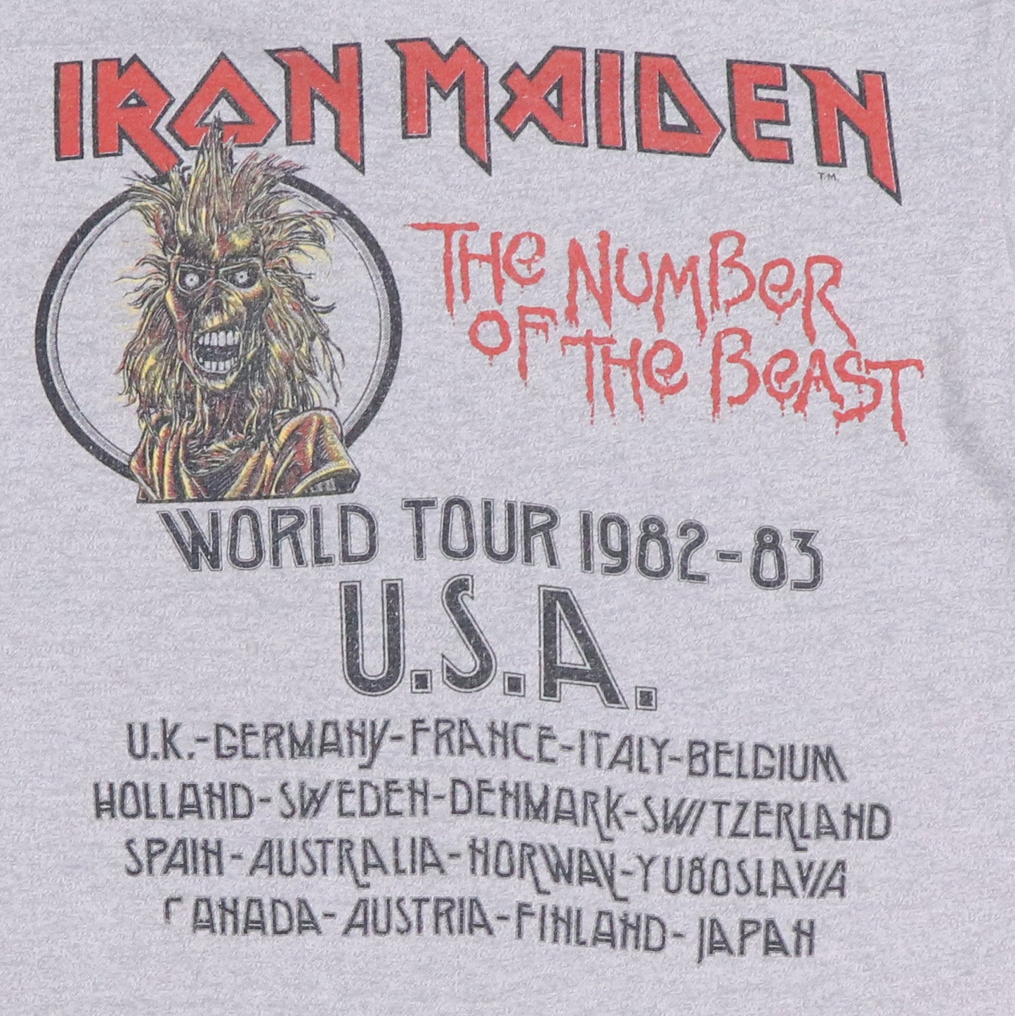 1982 Iron Maiden Number Of The Beast Tour Shirt
