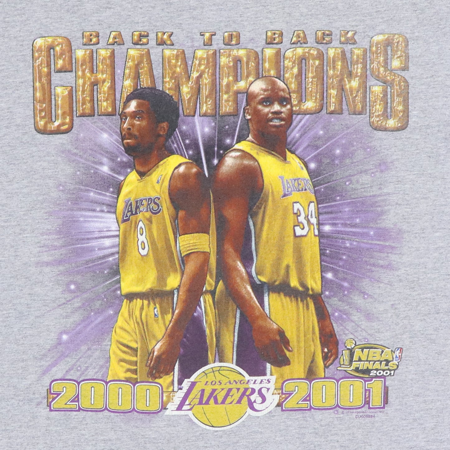 2001 Los Angeles Lakers Back to Back Champions Shirt