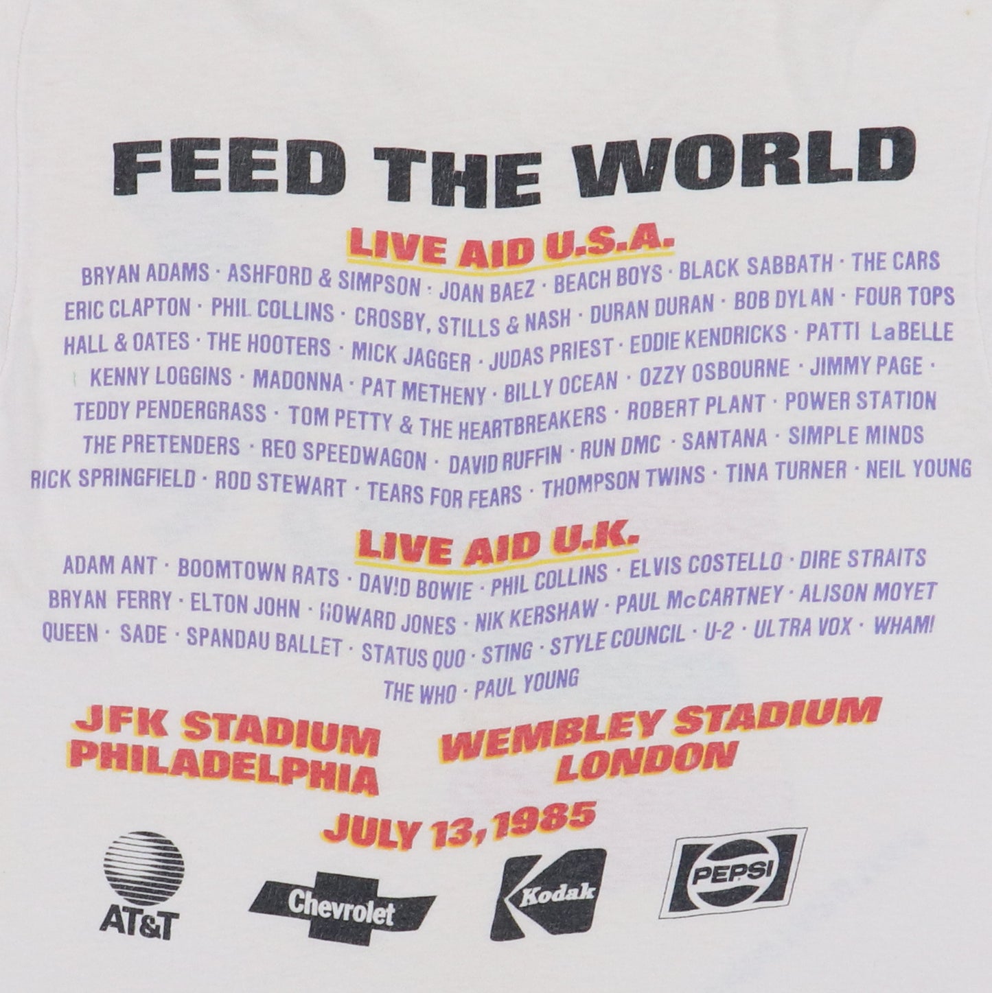 1985 Live Aid Philadelphia Concert Shirt