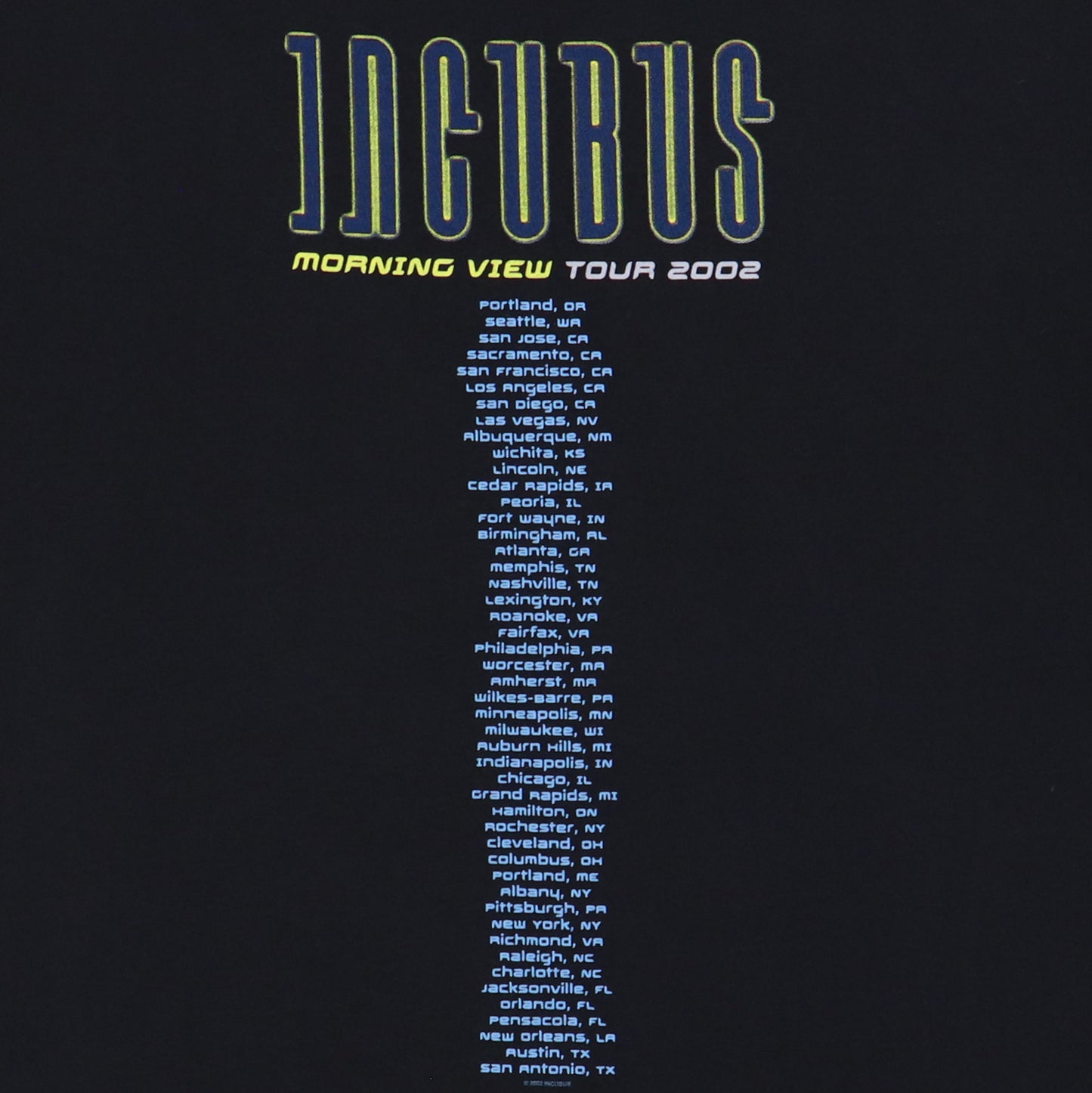 2002 Incubus Morning View Tour Shirt