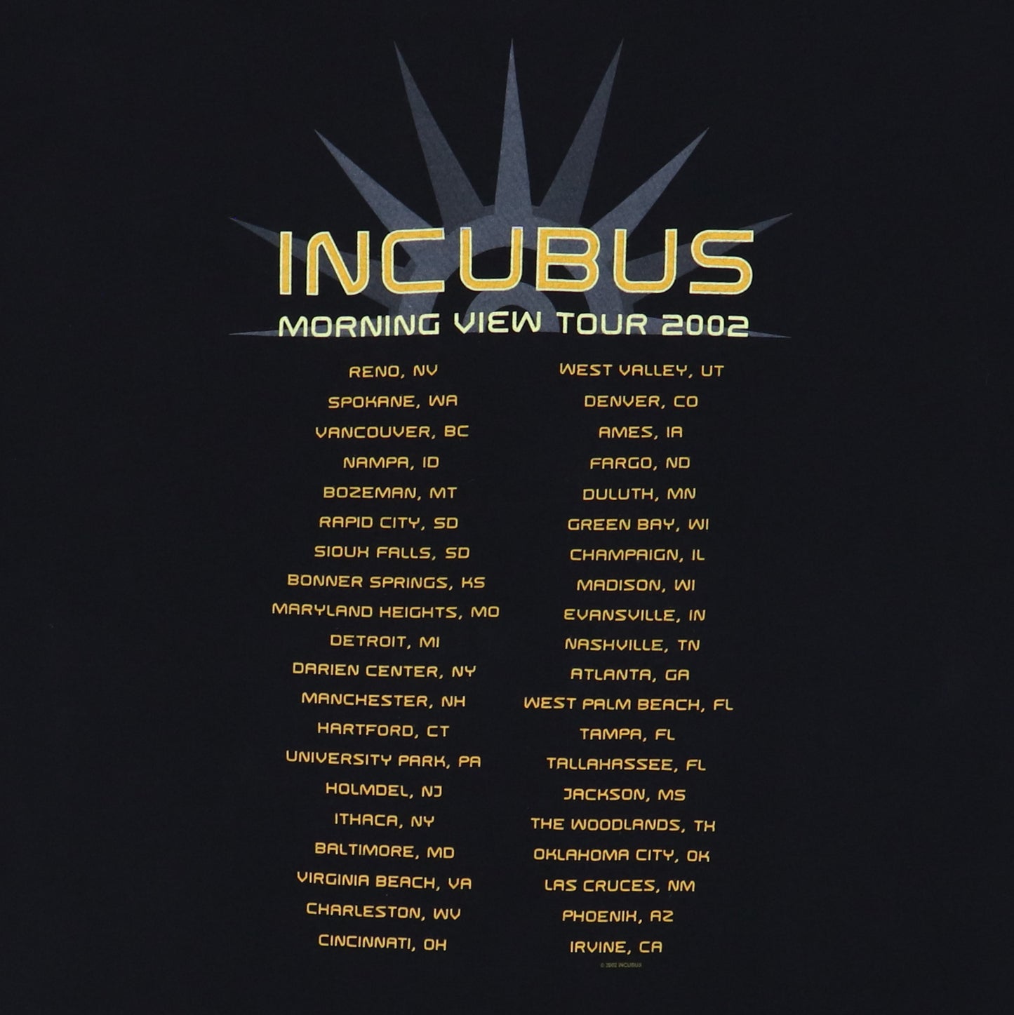 2002 Incubus Morning View Tour Shirt