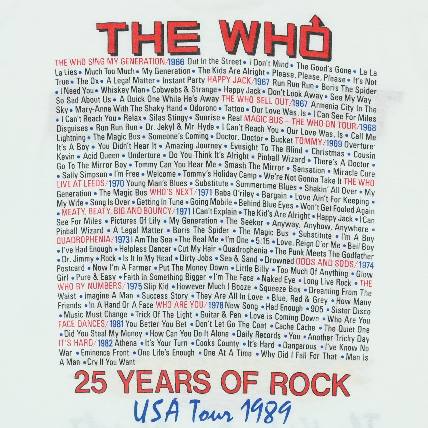 1989 The Who Kids Are Alright Tour Shirt