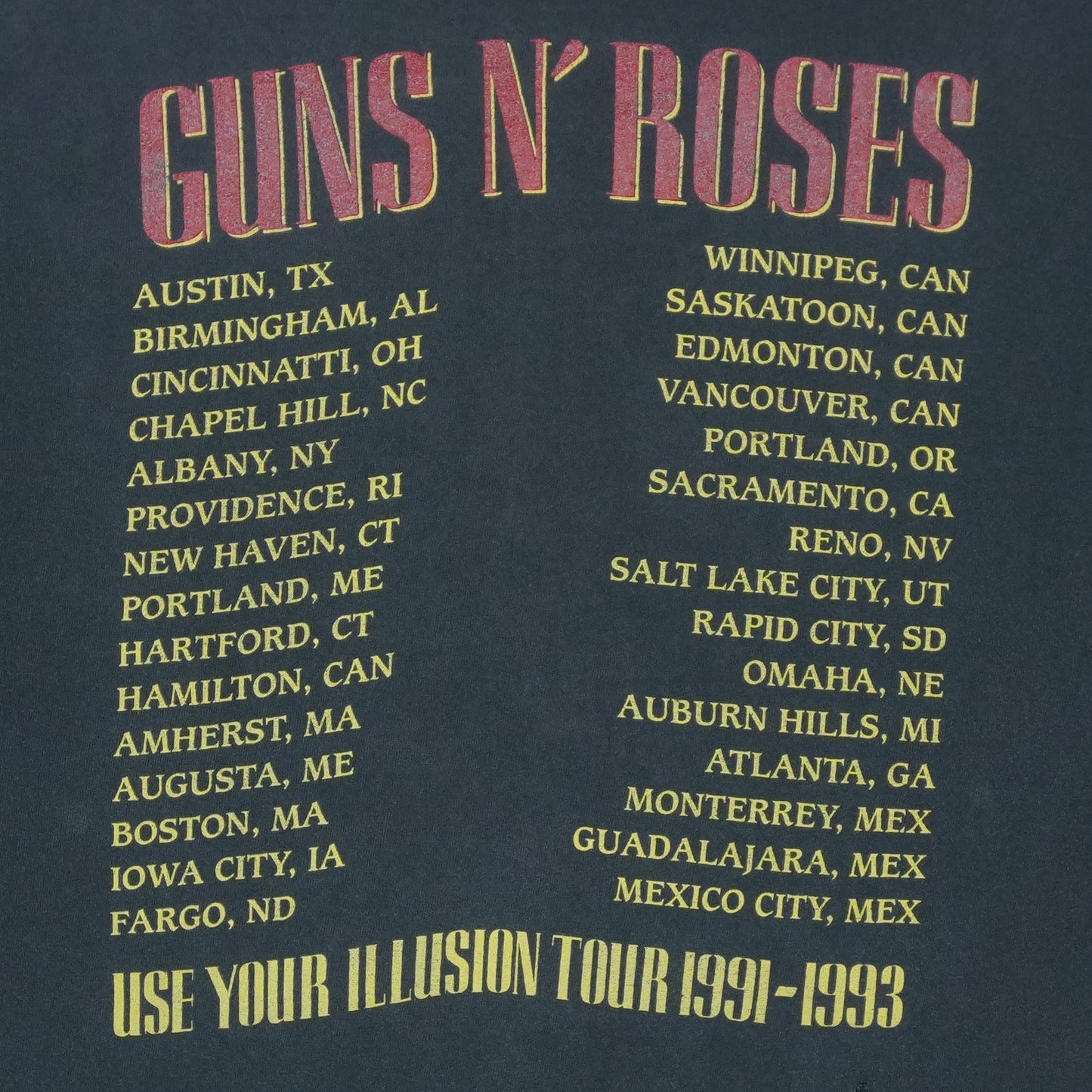 1991 Guns N Roses Bad Apple Tour Shirt