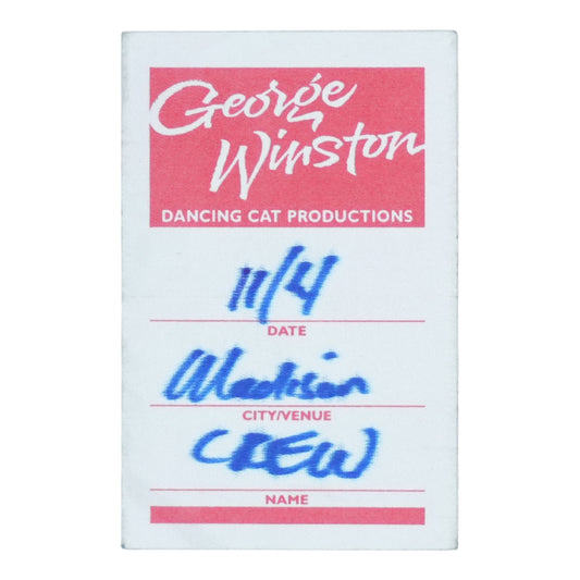 1980s George Winston Dancing Cat Productions Crew Backstage Pass - front
