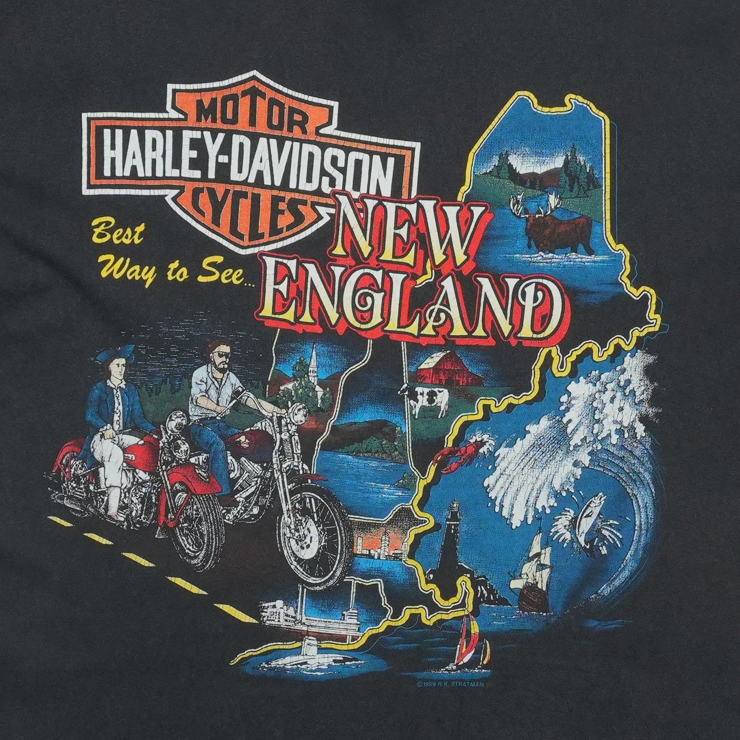 1989 Harley Davidson Best Way to See New England ShirtFront Graphic