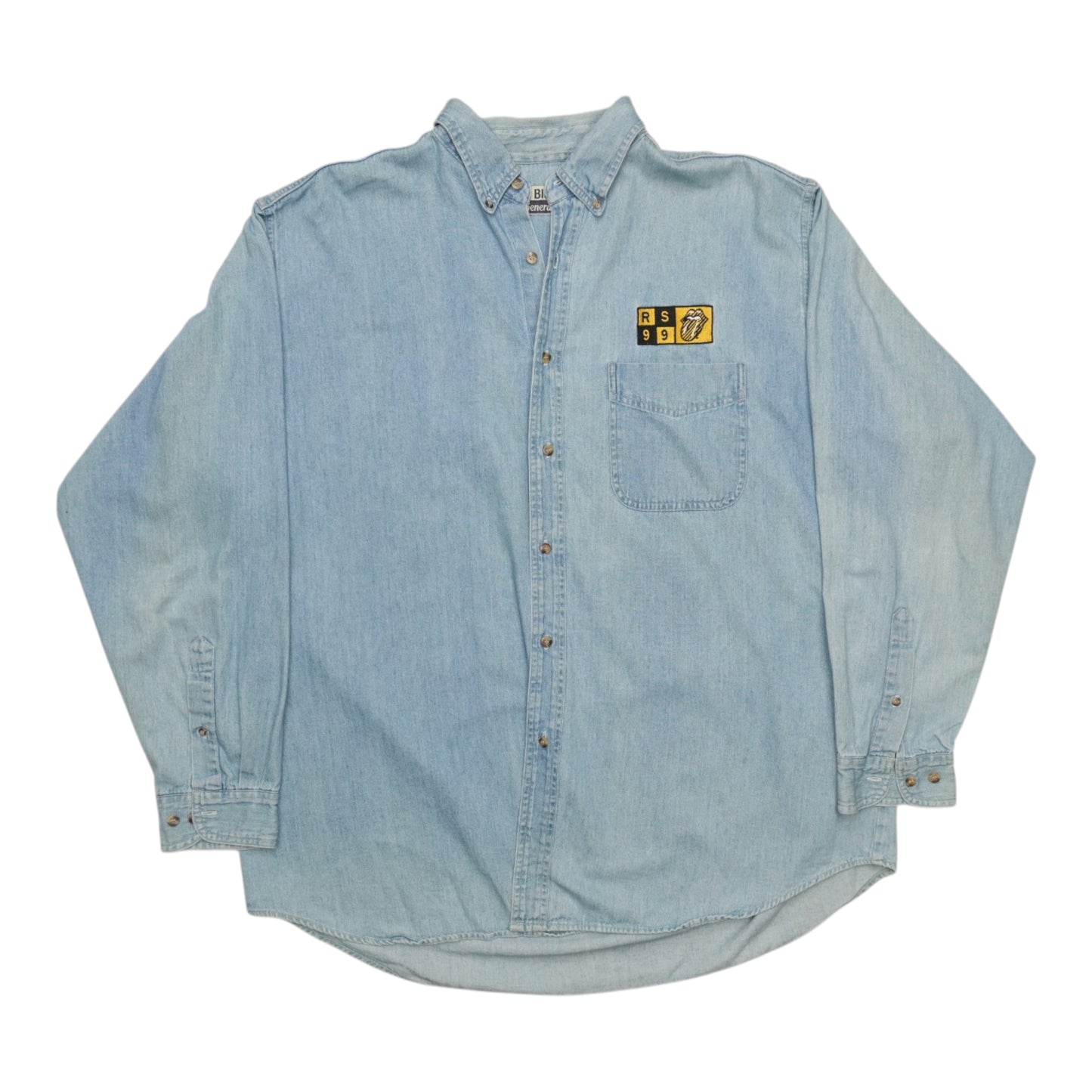 1990s Rolling Stones Denim Button-Up Shirt Front