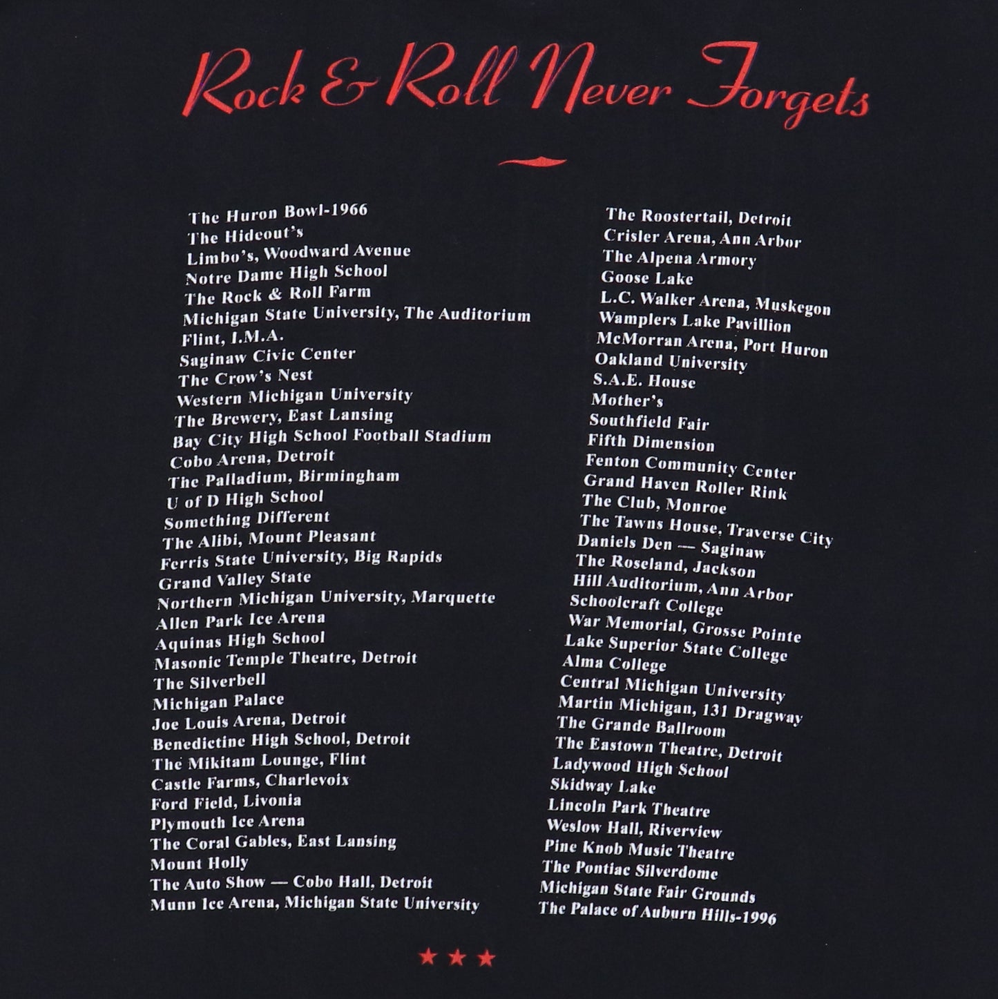1996 Bob Seger Rock & Roll Never Forgets Tour Shirt