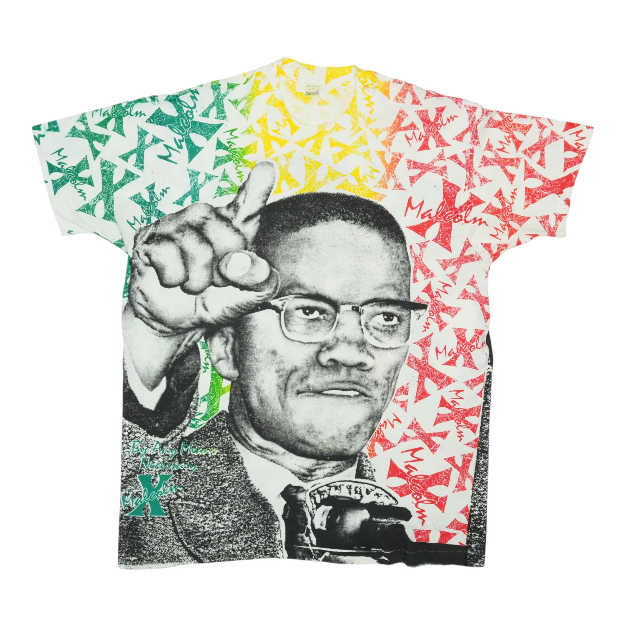 1990s Malcolm X All Over Print Shirt | Authentic Vintage Tee