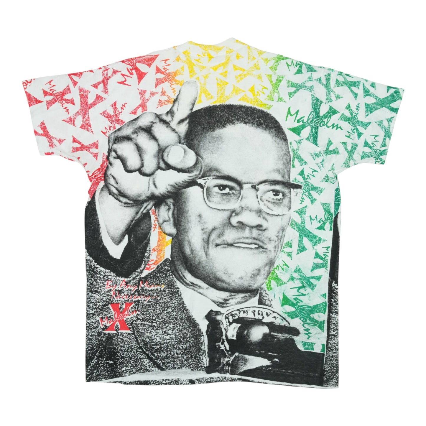 1990s Malcolm X All Over Print Shirt