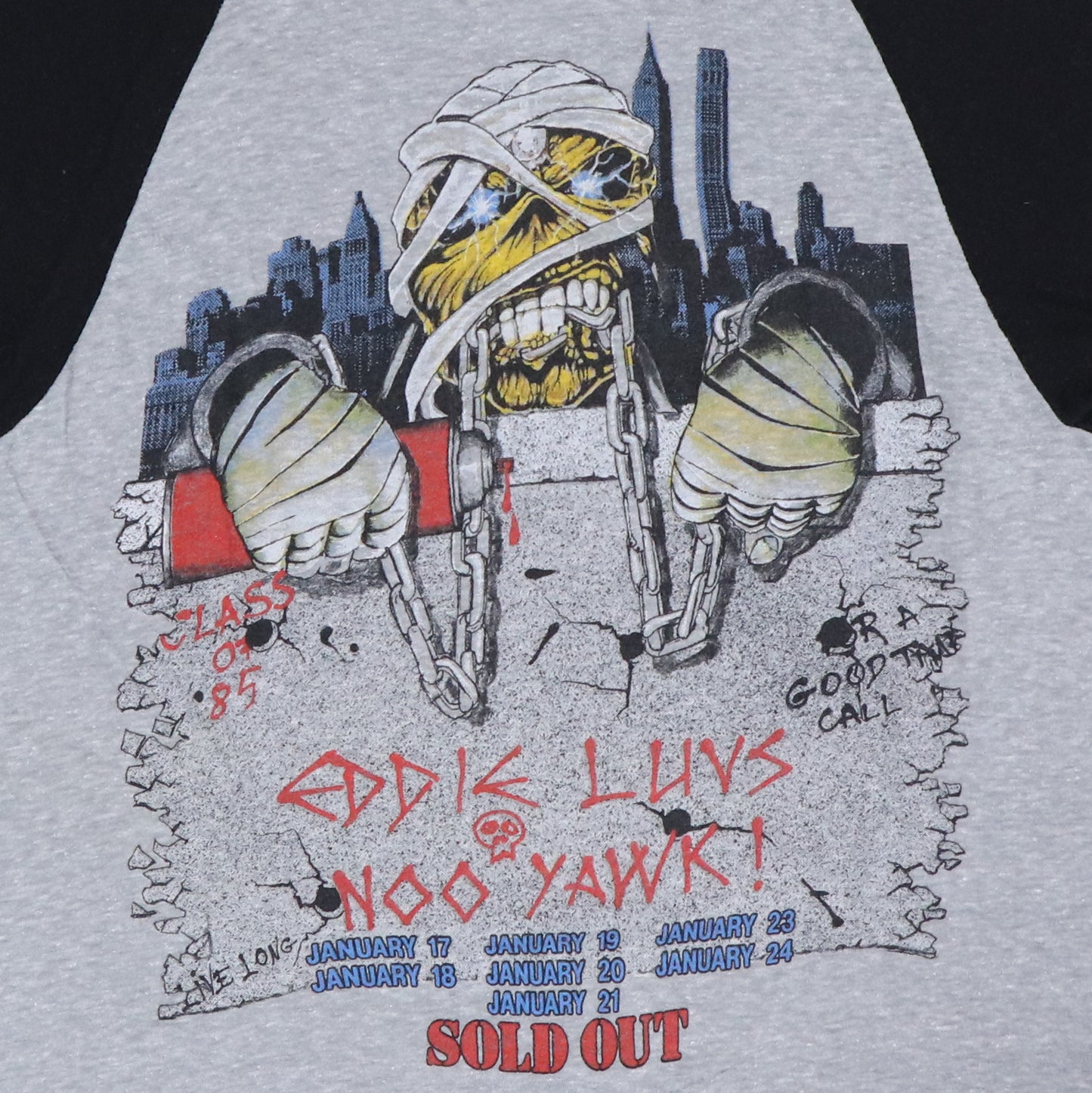 1985 Iron Maiden New York Tour Jersey Shirt