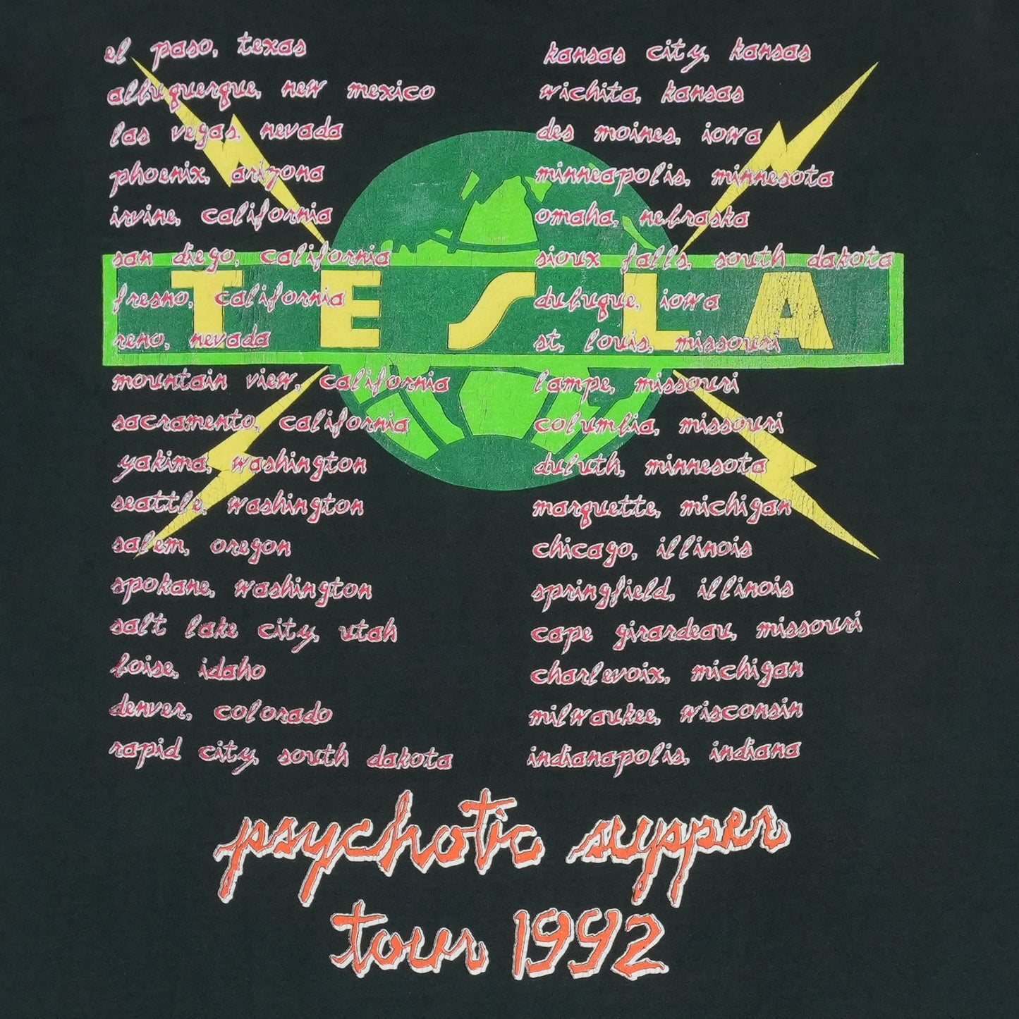 1992 Tesla Psychotic Supper Tour Shirt