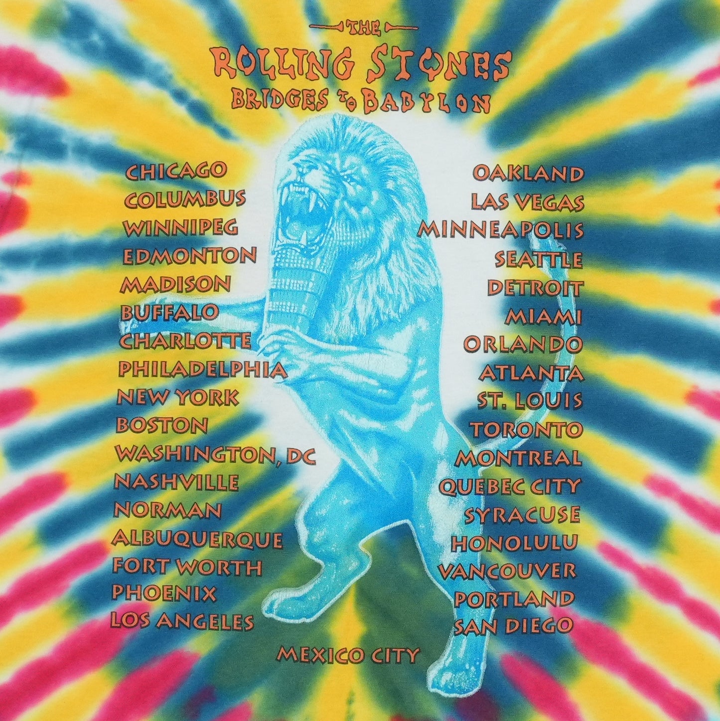 1997 Rolling Stones Bridges To Babylon Tour Tie Dye Shirt