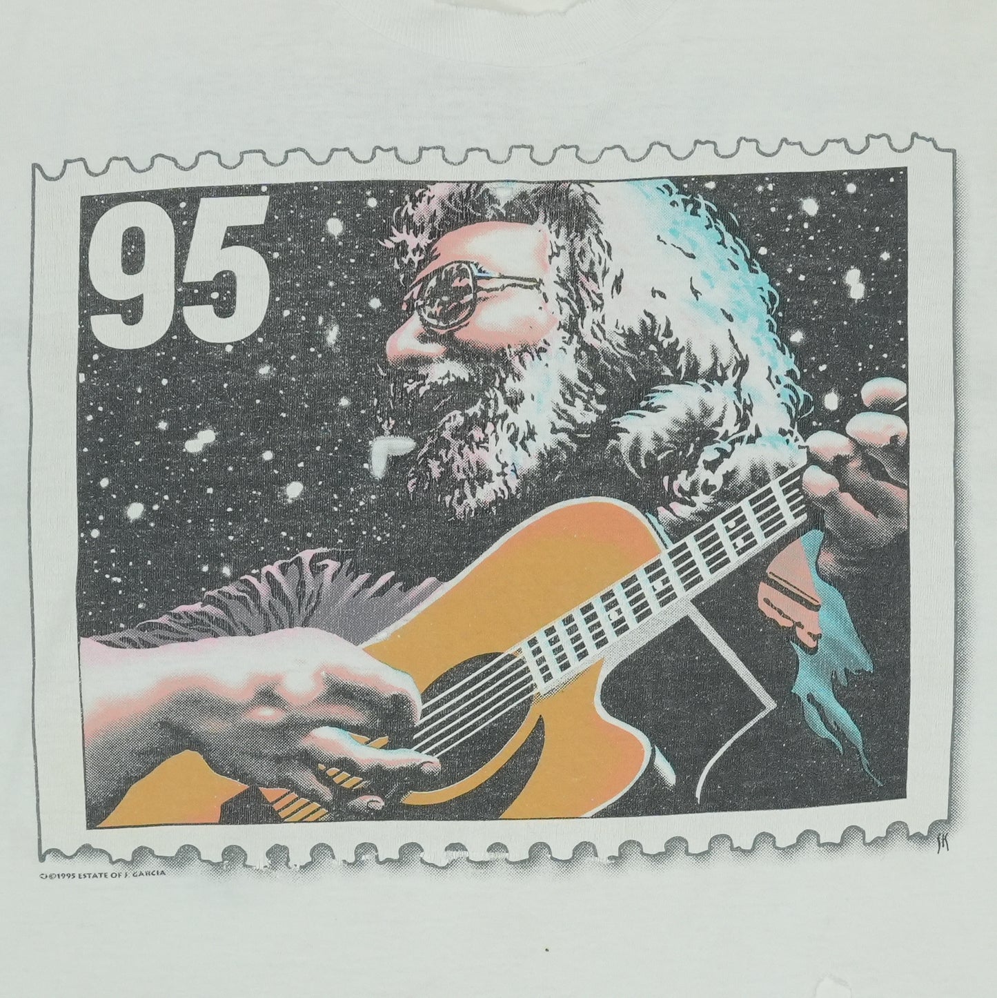 1995 Jerry Garcia Liquid Blue Stamp Shirt