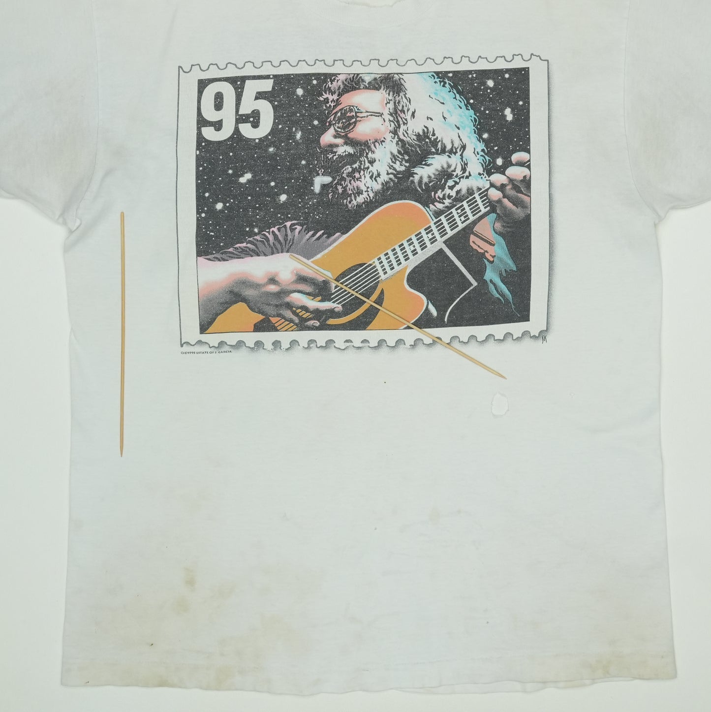 1995 Jerry Garcia Liquid Blue Stamp Shirt