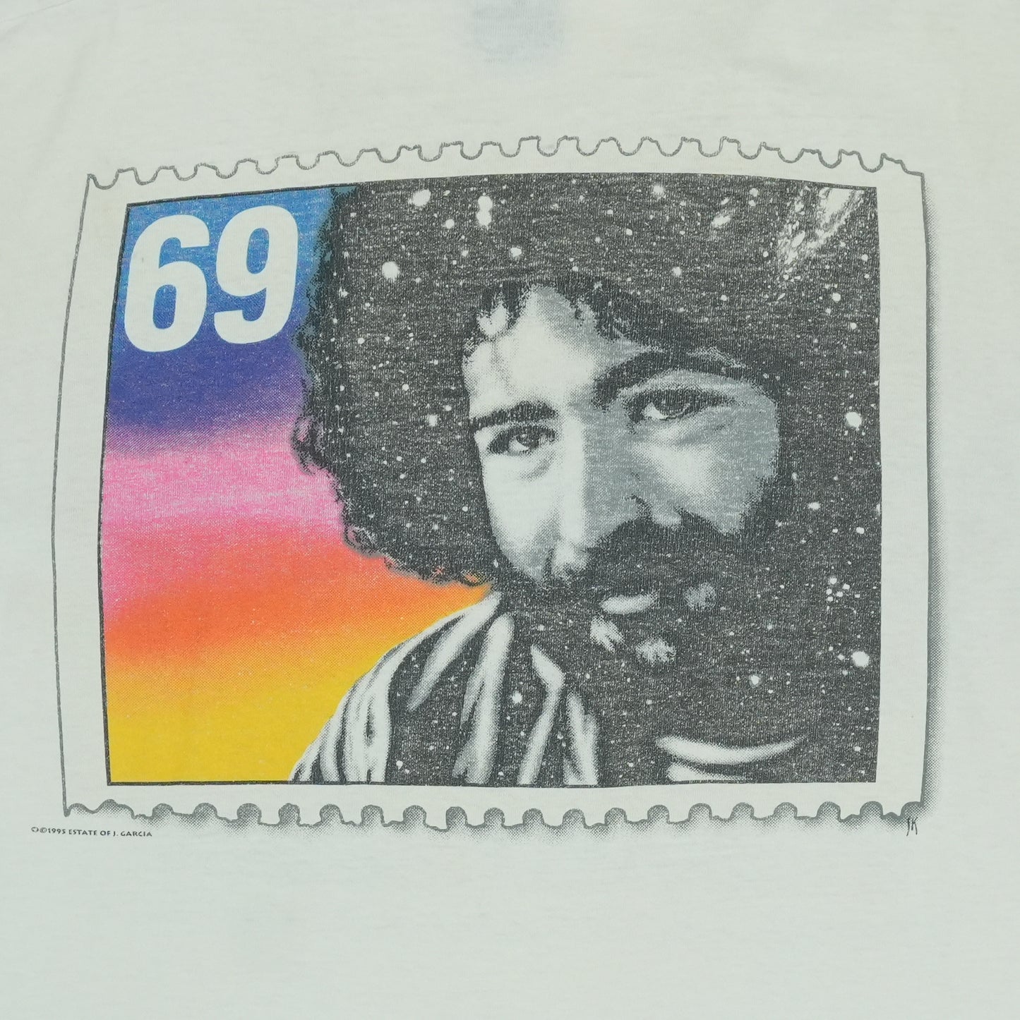 1995 Jerry Garcia Liquid Blue Stamp Shirt