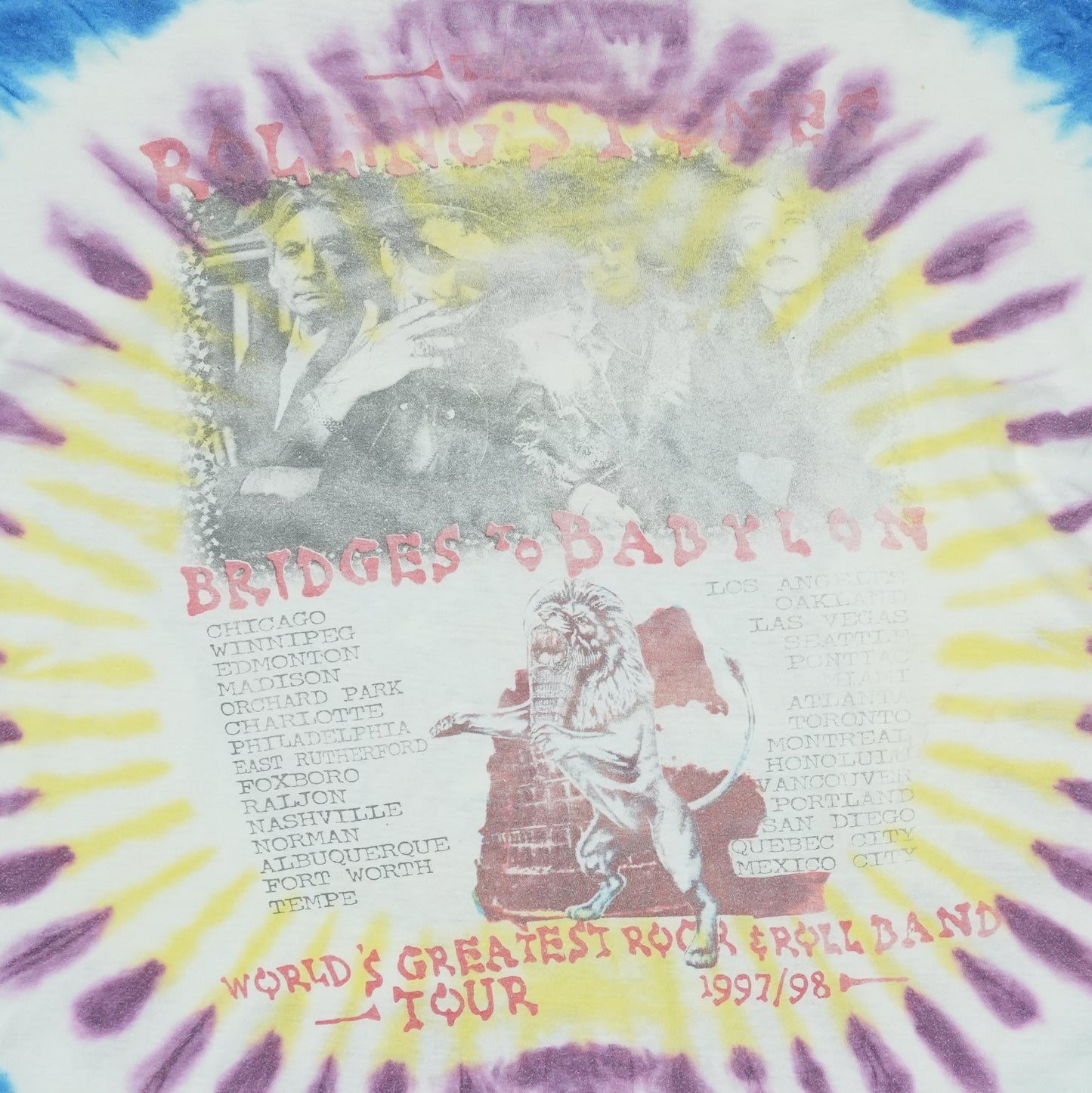 1997 Rolling Stones Bridges To Babylon Tour Tie Dye Shirt
