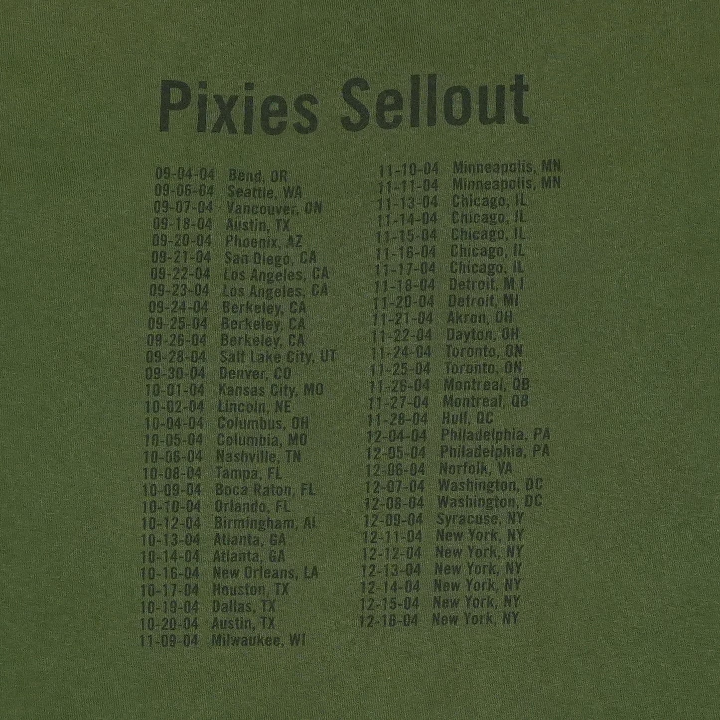 2004 Pixies Sellout Tour Shirt