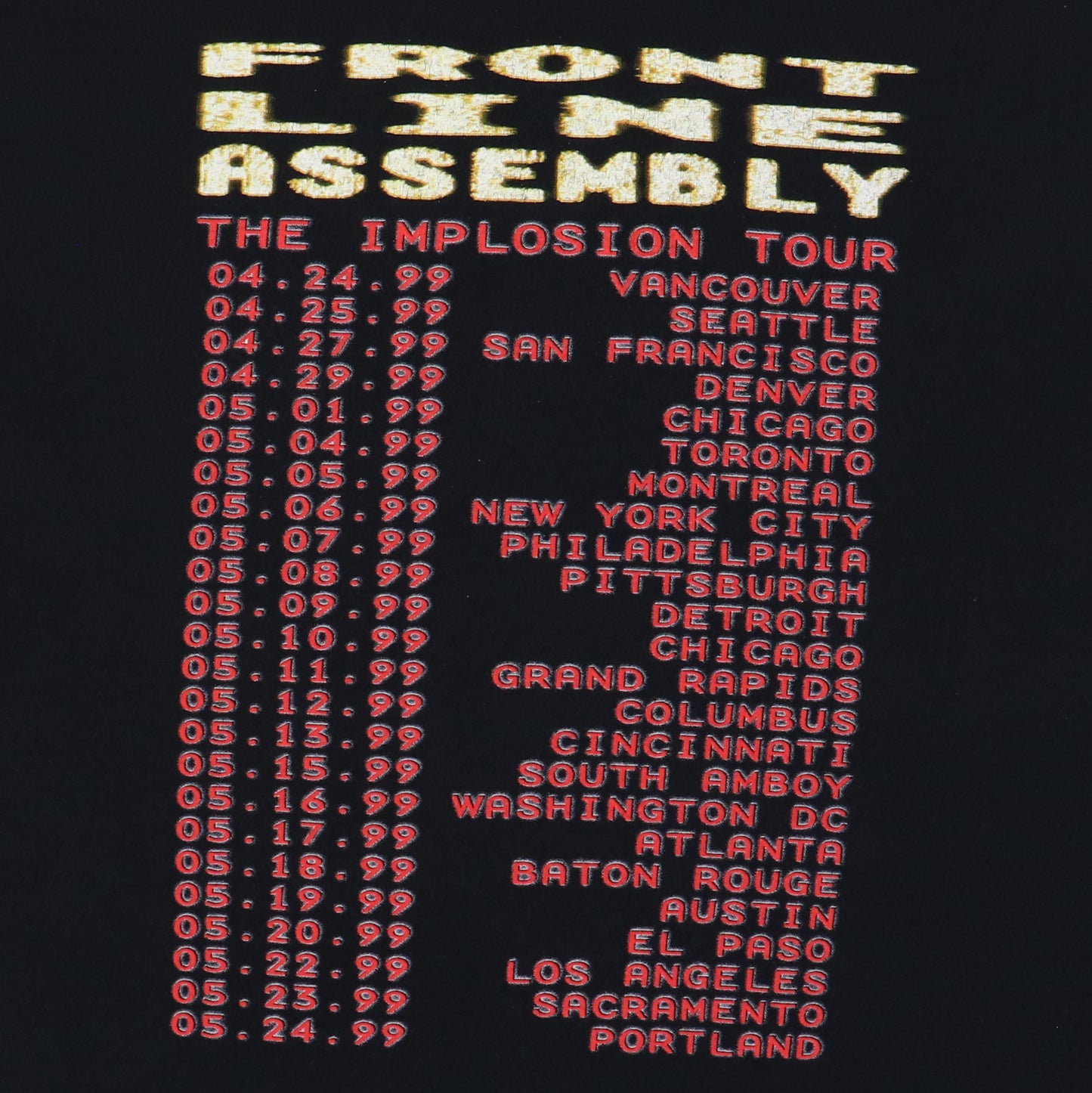 1999 Front Line Assembly Implosion Tour Shirt