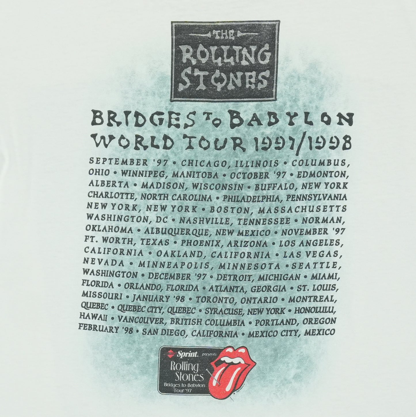 1997 Rolling Stones Bridges To Babylon Tour Shirt